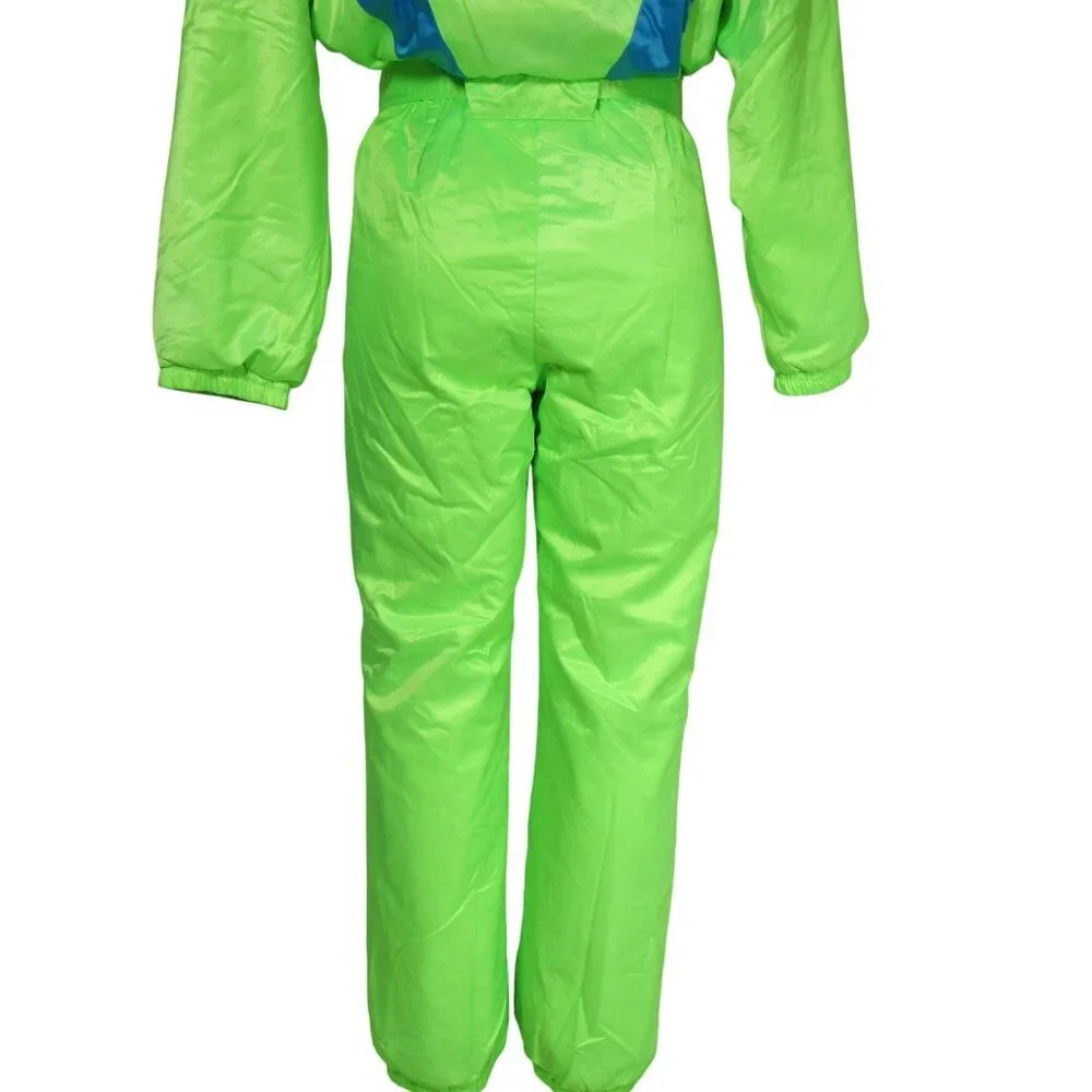 VTG OBERMEYER Snow Ski Suit One Piece NEON Insulated 80s Rad Clown Gaper Day 10 - Picture 7 of 13